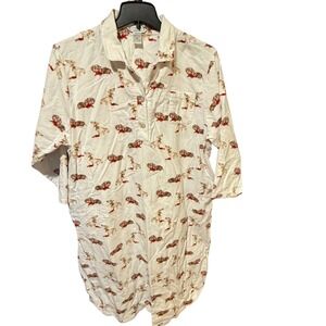 Cuddledown Dachshund Print Cotton Flannel housedress Dachshund Motif Sz xxl rare